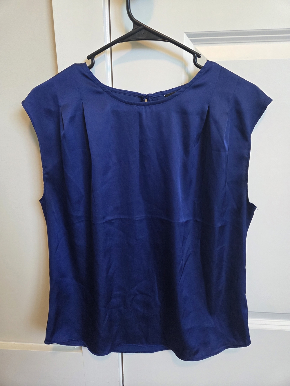 Express Sleeveless Satin Top in Deep Blue